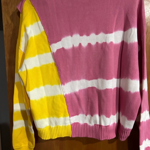 New Parker Jorja asymmetrical tie dye ruffle combo oversized sweater Small - Picture 7 of 7